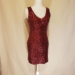 RED HOT Sequined Party/Holiday Dress